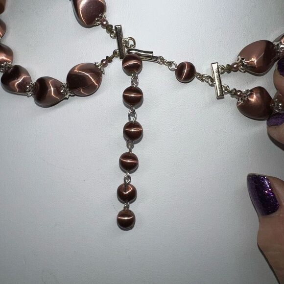 Vintage Signed Japan Iridescent Beads Double Strand Necklace - Picture 6 of 15